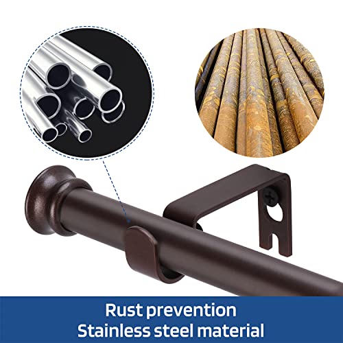 Alskarhem Standard Decorative Window Curtain Rods 30 to 45 Inch,5/8 Inch Diameter Small Curtain Rod Set, Heavy Duty Drapery Rods with Brackets Brown - Image 4