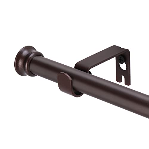 Alskarhem Standard Decorative Window Curtain Rods 30 to 45 Inch,5/8 Inch Diameter Small Curtain Rod Set, Heavy Duty Drapery Rods with Brackets Brown - Image 1
