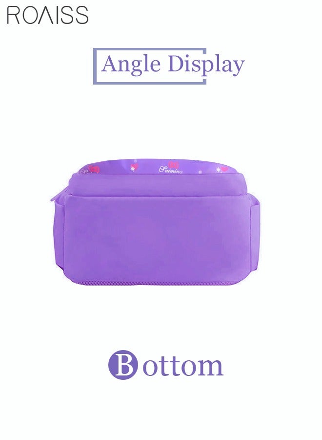 roaiss 3pcs Heart and Bowknot Printed Graphic Cute Functional Backpack Set Schoolbag and Shoulder Bag and Pencil Case with Doll Pendant for Kids Girls Purple - Image 5