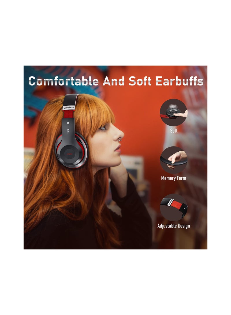 KASTWAVE Bluetooth Headphones Over Ear, Lightweight Wireless Headphones, Foldable Stereo Headphones for Gaming, Noise Cancelling, Low Latency, Soft Ear Pads, Comfortable Earpads for Travel Work Adults - Image 2