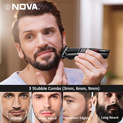 Nova نوفا NHT 1074 USB ، بدون سلك ، قابلة لإعادة الشحن: ماكينة حلاقة اللحية للرجال بمدة تشغيل 30 دقيقة (أسود) - Image 5