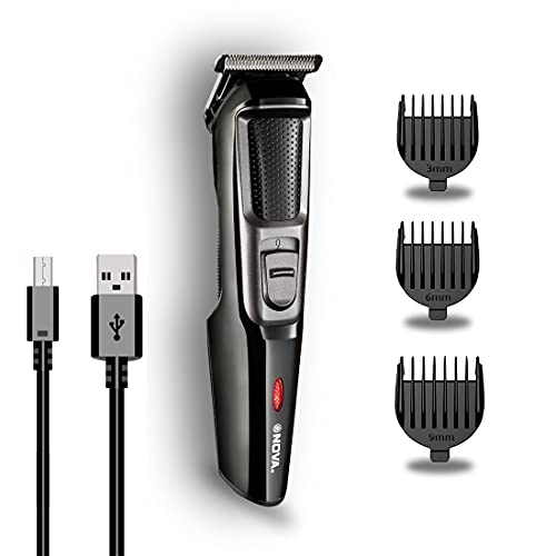 Nova نوفا NHT 1074 USB ، بدون سلك ، قابلة لإعادة الشحن: ماكينة حلاقة اللحية للرجال بمدة تشغيل 30 دقيقة (أسود) - Image 1