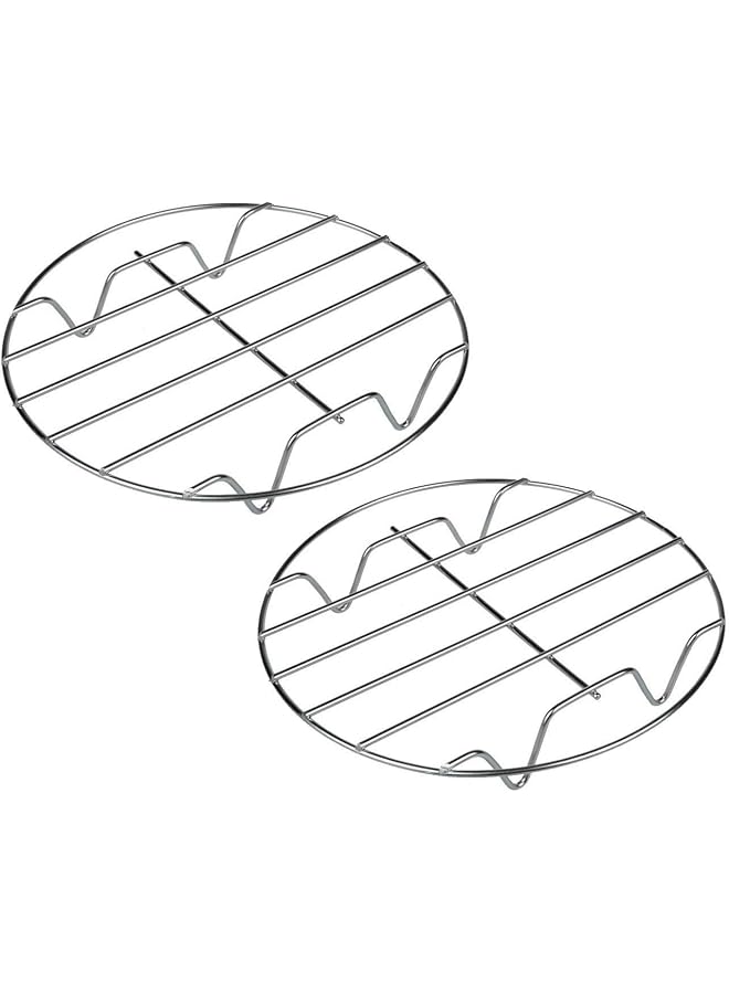 S-TOP 8 Inch Cooking Rack Round 304 Stainless Steel Baking and Cooling Steaming Rack w Stand Cookware Fit for Air Fryer Pressure Cooker Canning Set of 2 - Image 1