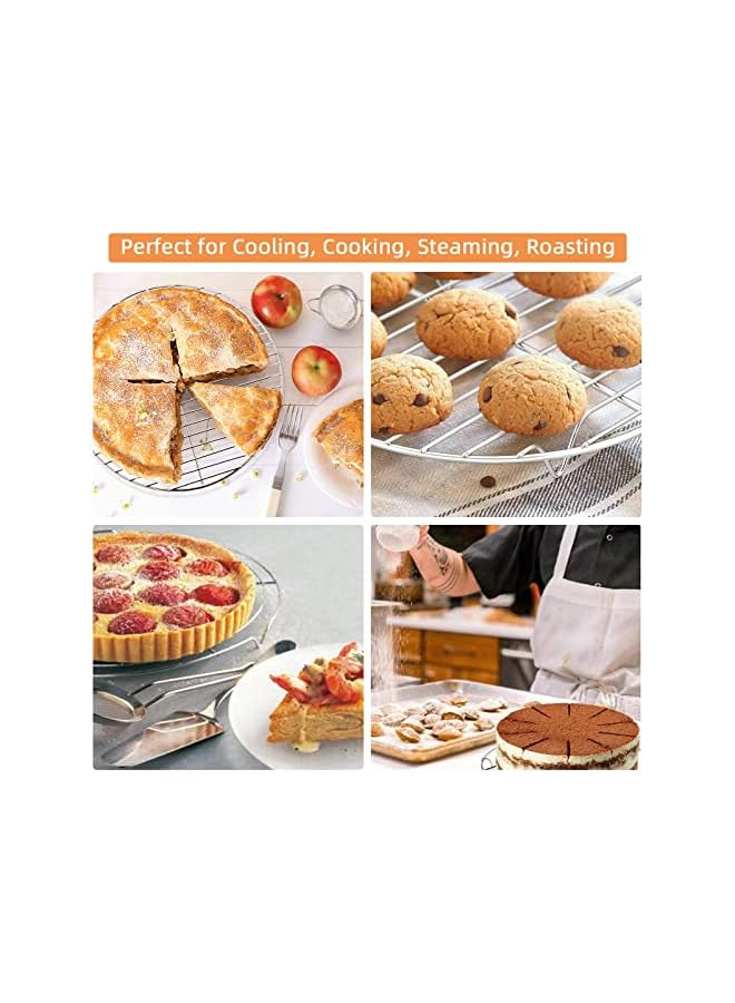S-TOP 8 Inch Cooking Rack Round 304 Stainless Steel Baking and Cooling Steaming Rack w Stand Cookware Fit for Air Fryer Pressure Cooker Canning Set of 2 - Image 4