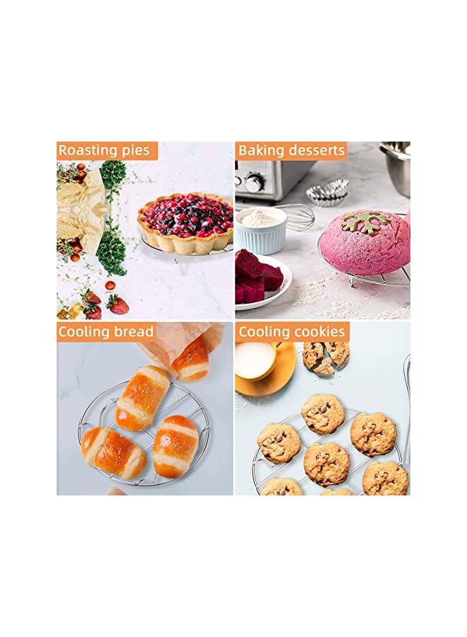 S-TOP 8 Inch Cooking Rack Round 304 Stainless Steel Baking and Cooling Steaming Rack w Stand Cookware Fit for Air Fryer Pressure Cooker Canning Set of 2 - Image 3