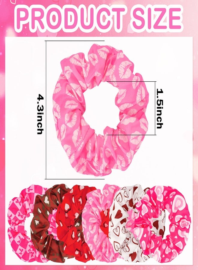 KICOSY 12Pack Valentine's Day Scrunchies Gift Set - Heart & Pink/Red Hair Accessories for Galentines Party, Classroom Exchanges & Gifting - Image 2