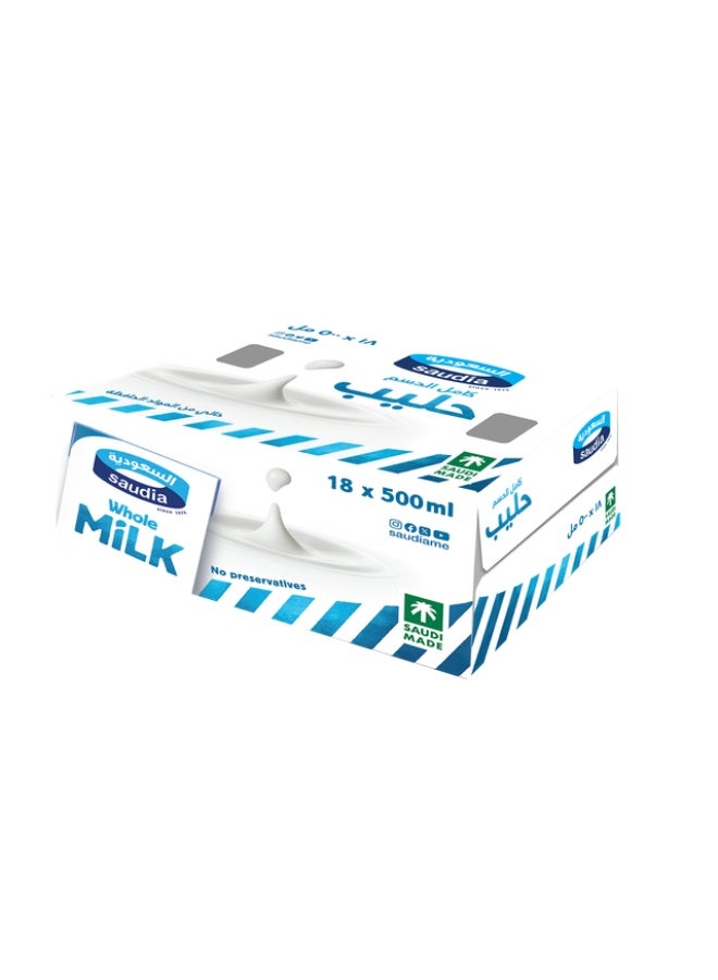 Saudia WHOLE MILK 18X500ML