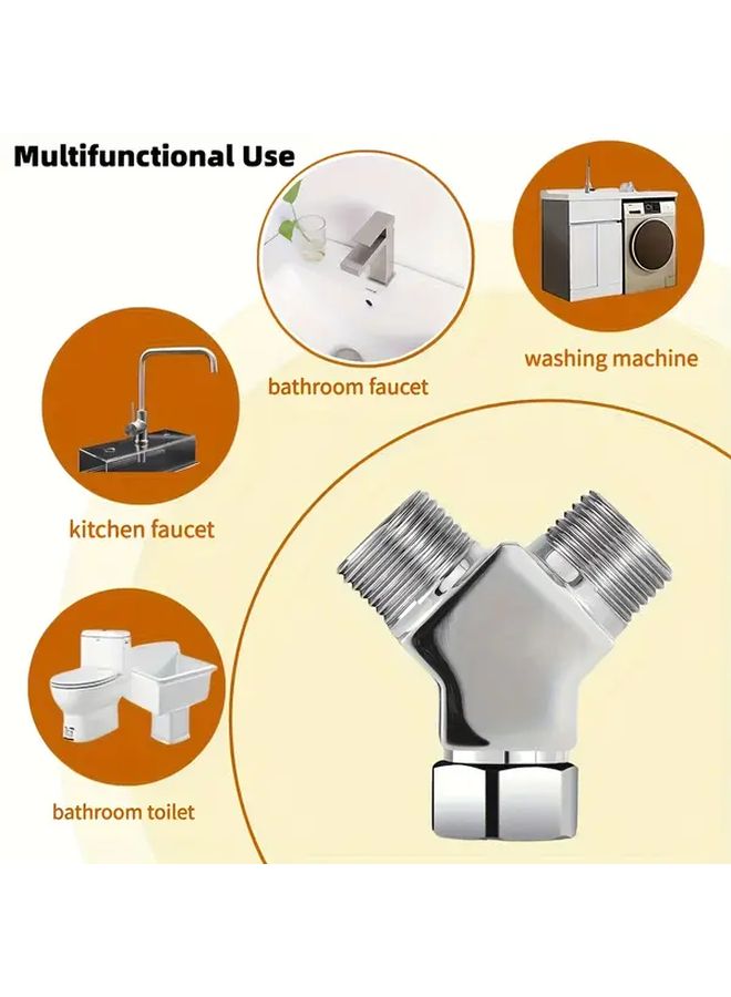Y Type Joint Universal Dual Outlet Faucet Splitter Hose Distributor For Kitchen Bathroom - Image 3