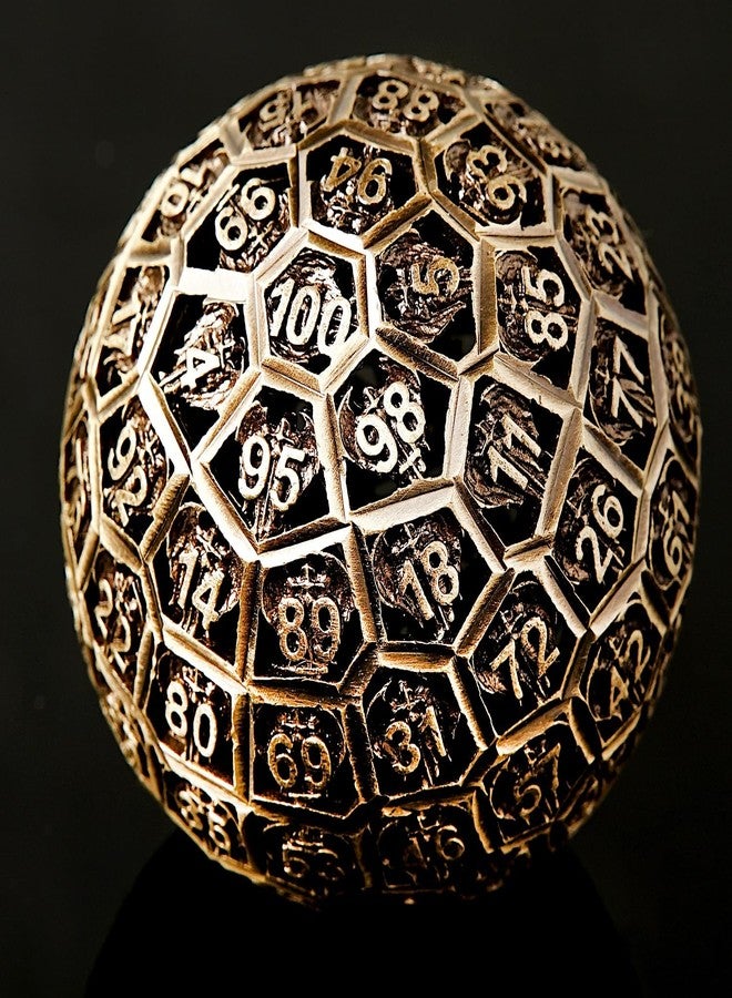 FTNNGIME نرد معدني D100 للعبة Dungeons and Dragons، نرد معدني عملاق ذو 100 وجه، 50 مم، نرد D100 واحد للعبة تقمص الأدوار متعددة الأوجه Dungeons and Dragons - Image 2