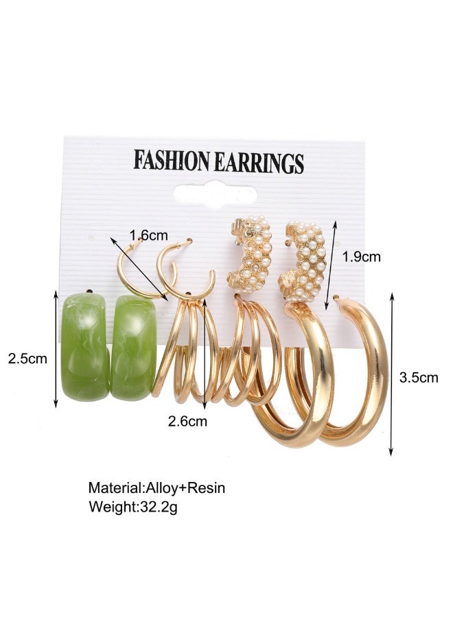 Goolsky Women’s Acrylic Color Earring Set – Simple Stylish Hoop & Stud Combo, Lightweight Fashion Jewelry for Daily Wear - Image 5