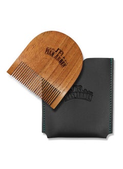 Man Arden Pure Neem Wooden U Shaped Beard Comb with Premium Faux Leather Pouch  - Image 3
