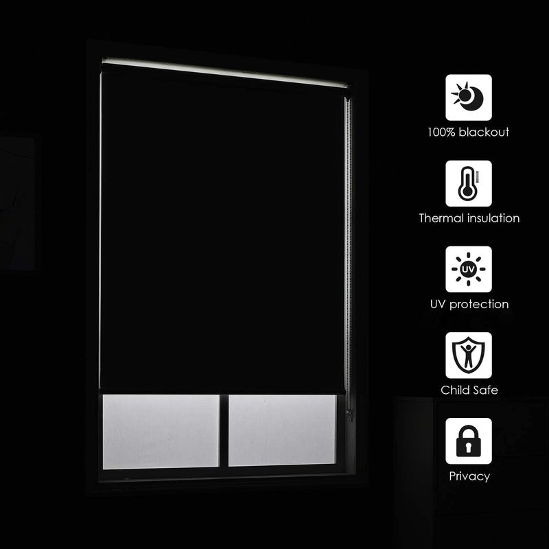 Colornest 100 Blackout Roller Blinds for Windows 39 Inch W X 60 Inch L RollUp Shades Sun UV Protection for Home Office Dark Beige Heavy Duty in 38 MM Pole - Image 4