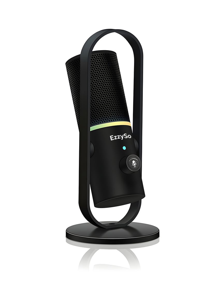 EzzySo Gaming Microphone For PC Computer Gaming USB Mic For Mac PS4 PS5 Condenser Mic With Quick Mute RGB Control For Recording Streaming Podcasting Twitch Snapchat Podcasts Videos  - Image 1