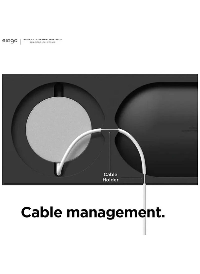 Elago - Charging Tray with MagSafe Charger / Compatible with Wireless Chargers / Easy to install / Smudge and Scratch-free / Cable Management / Case-friendly / Organized and efficient - Black - Image 1