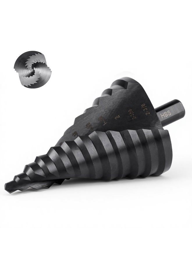 Lichamp Jumbo 2-3/8" Unibit Step Drill Bit for Metal, Extra Large Drill Stepper Bit for Hard Metal Heavy Duty, 12 Sizes from 1/4" to 2-3/8", Spiral Grooved with Hex Drive, C5BK - Image 1