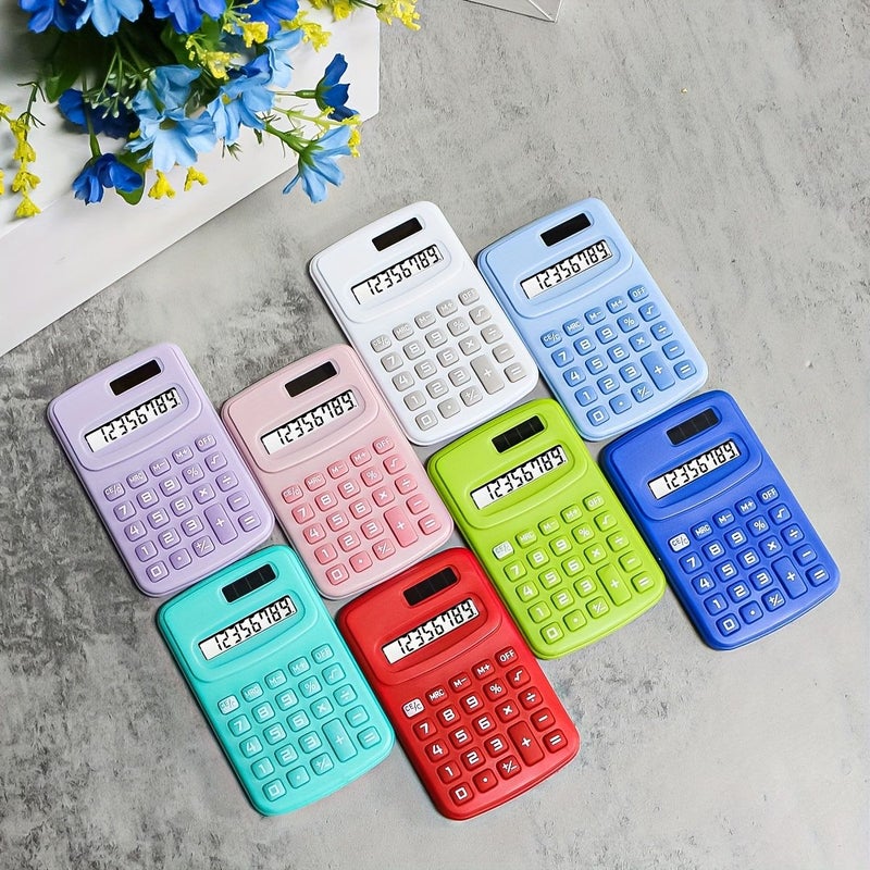 Dark Blue Mini Solid Color Pocket Calculator Built In Battery Long Lasting Use Cute Cartoon Design Compact Portable Finance Office Computer Study Daily Use Ideal Gift - Image 1