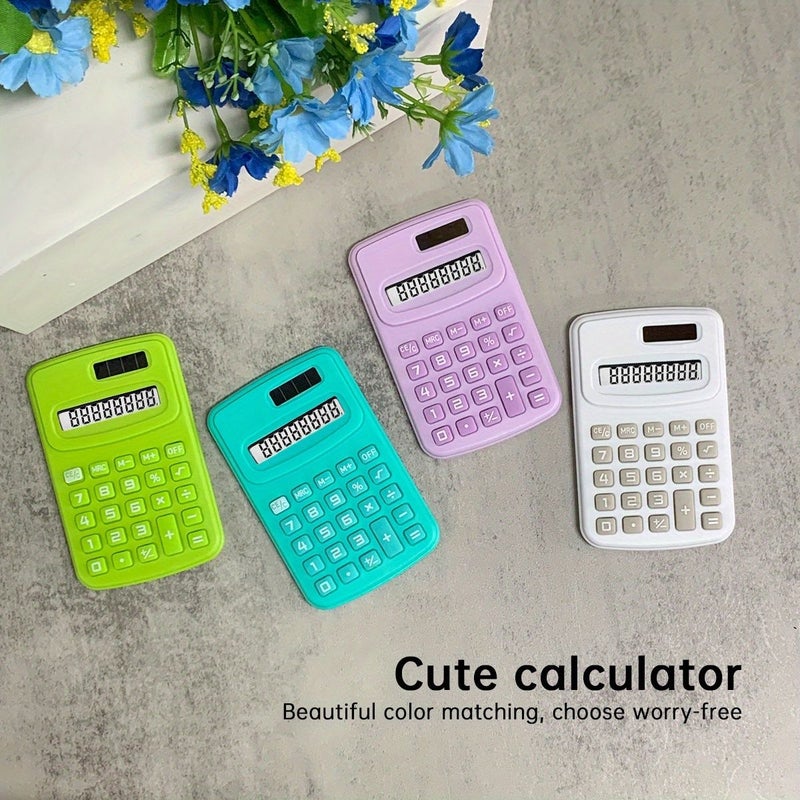 Dark Blue Mini Solid Color Pocket Calculator Built In Battery Long Lasting Use Cute Cartoon Design Compact Portable Finance Office Computer Study Daily Use Ideal Gift - Image 5