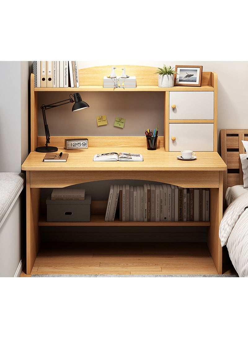 تابيت مكتب كمبيوتر مع أرفف تخزين، مكتب كتابة للمكتب المنزلي، طاولة كتابة حديثة للألعاب لأثاث المكاتب المنزلية (بني) - Image 1