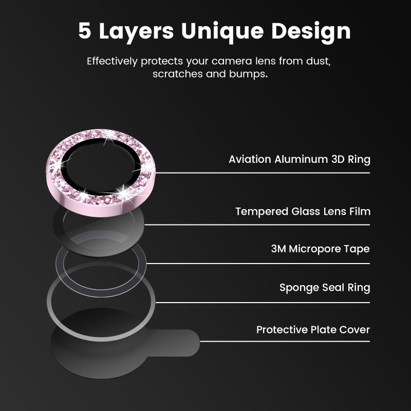 Tensea for iPhone 15 / iPhone 15 Plus Camera Lens Protector, 9H Tempered Glass Camera Cover Screen Protector, HD Clear, Metal Individual Ring for iPhone 15 6.1 inch/15 Plus 6.7 inch - Image 5