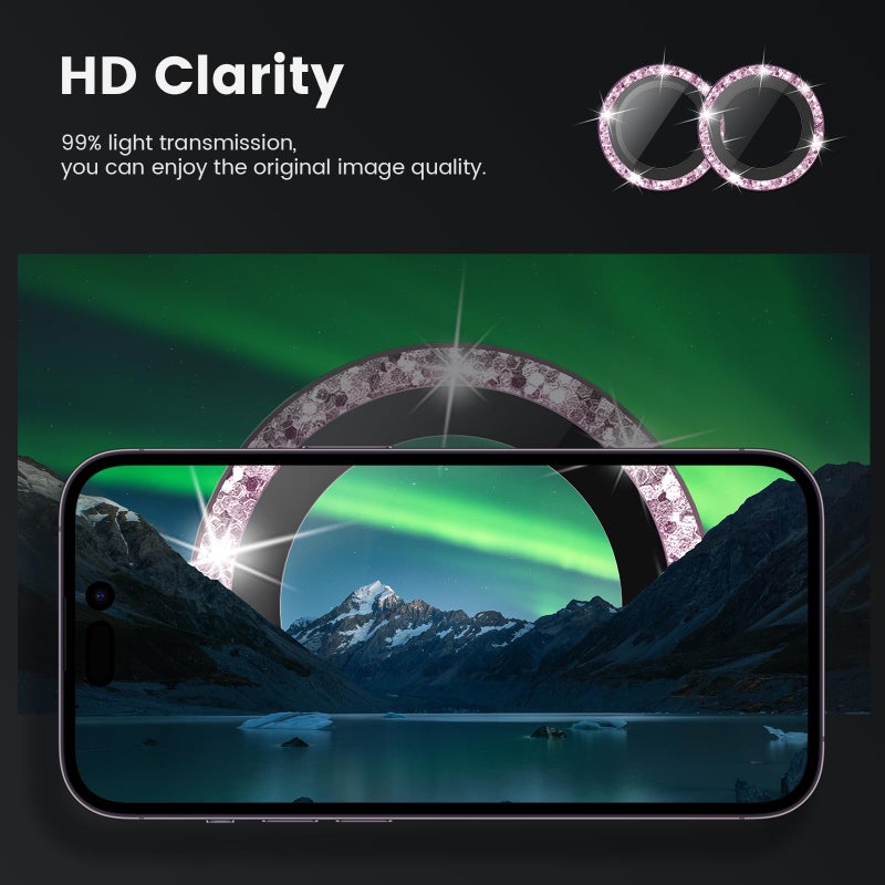 Tensea for iPhone 15 / iPhone 15 Plus Camera Lens Protector, 9H Tempered Glass Camera Cover Screen Protector, HD Clear, Metal Individual Ring for iPhone 15 6.1 inch/15 Plus 6.7 inch - Image 4
