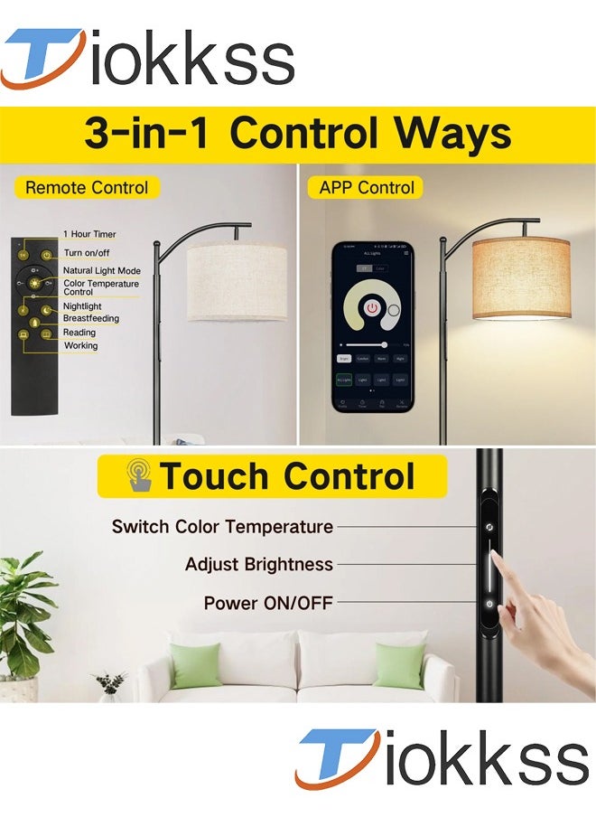 Dimmable Floor Lamp with Touch Control & Remote & App Control, 3000K-6000K Adjustable Color Temperatures, LED Tall Standing Lamp with Beige Lampshade for Living Room, Bedroom, Office - pzsku/Z0B179EA1E11E60D454C7Z/45/_/1732593801/a90d5bf0-73e8-4363-b404-158e653e1af5