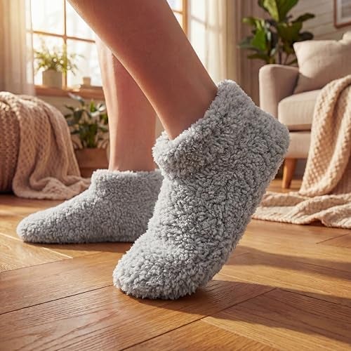 Cozylook Fuzzy Slippers for Women Indoor Soft Sole Slipper Socks with Non Slip Grippers Warm Fluffy Size 9-10 - Image 3