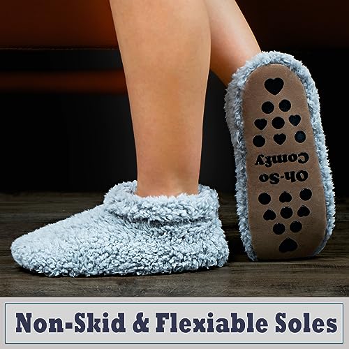 Cozylook Fuzzy Slippers for Women Indoor Soft Sole Slipper Socks with Non Slip Grippers Warm Fluffy Size 9-10 - Image 4