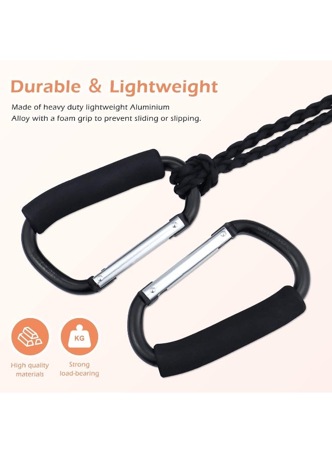JIALEEY Grocery Bag Shopping Bag Holder Handle Carrier Tool Multi Purpose Snap Hook Stroller Hook Set Organizer Accessories with Soft Foam Grip for Hanging, Pack of 2, Black - Image 3