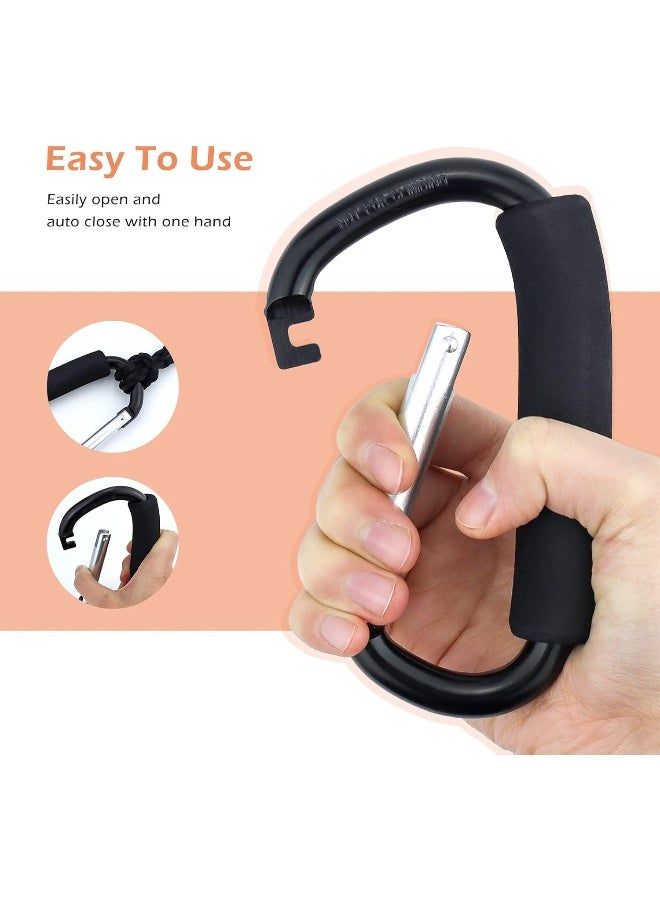 JIALEEY Grocery Bag Shopping Bag Holder Handle Carrier Tool Multi Purpose Snap Hook Stroller Hook Set Organizer Accessories with Soft Foam Grip for Hanging, Pack of 2, Black - Image 5