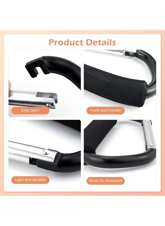 JIALEEY Grocery Bag Shopping Bag Holder Handle Carrier Tool Multi Purpose Snap Hook Stroller Hook Set Organizer Accessories with Soft Foam Grip for Hanging, Pack of 2, Black - Image 4