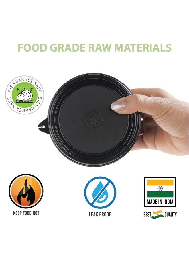 oliveware oliveware SOPL (Logo) with Device Benny Containers with BPA Free Airtight Lid, Inside Steel Container, Microwave Safe & Leak Proof, Home & Office Use, Set of 2 (450ml) - Black - Image 4