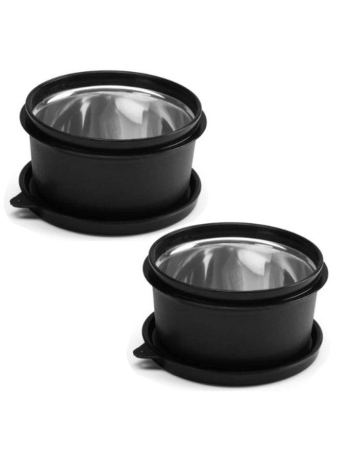 oliveware oliveware SOPL (Logo) with Device Benny Containers with BPA Free Airtight Lid, Inside Steel Container, Microwave Safe & Leak Proof, Home & Office Use, Set of 2 (450ml) - Black - Image 1