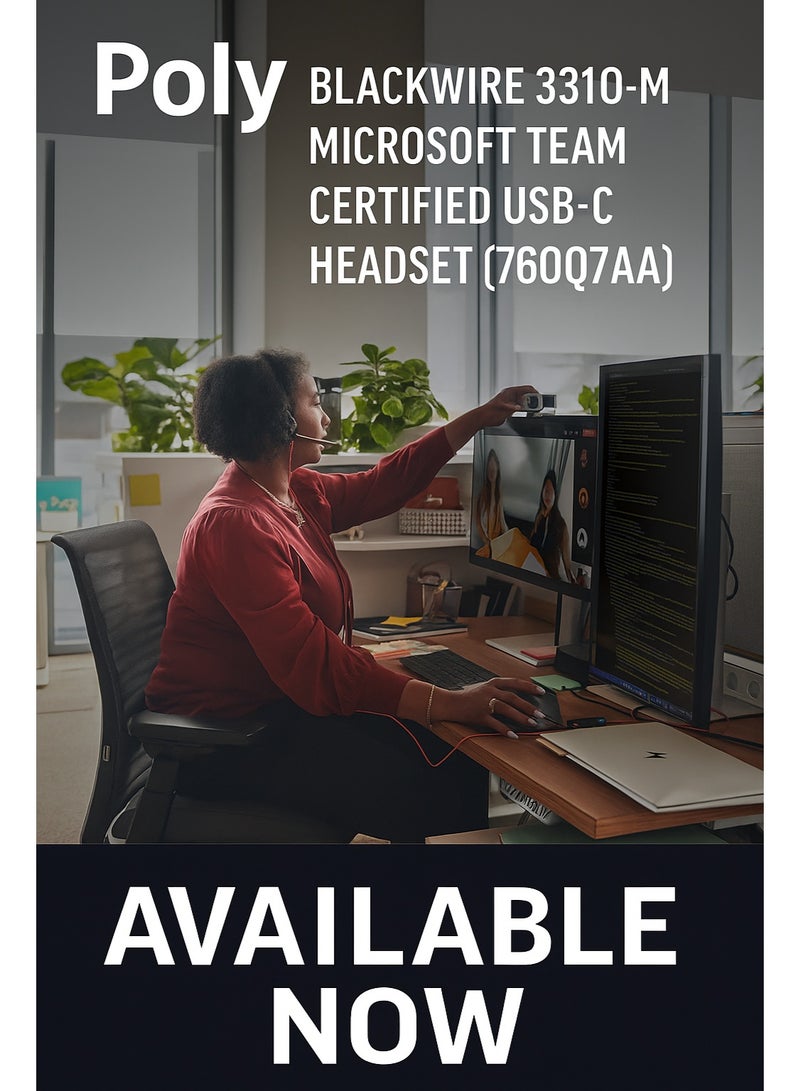 سماعة الرأس Poly Blackwire 3310-M USB-C المعتمدة من Microsoft Teams - Image 2