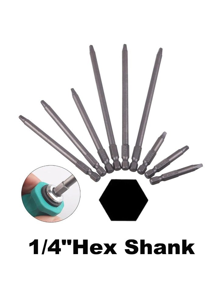 Yakumuz 9 Pack 1/4 Inch Hex Shank Long Magnetic Square Head Screwdriver Bits Set YAKUMUZ Power Tools SQ2 For Poket Hole Jig- 2 inch, 4 inch, 6 inch - Image 2