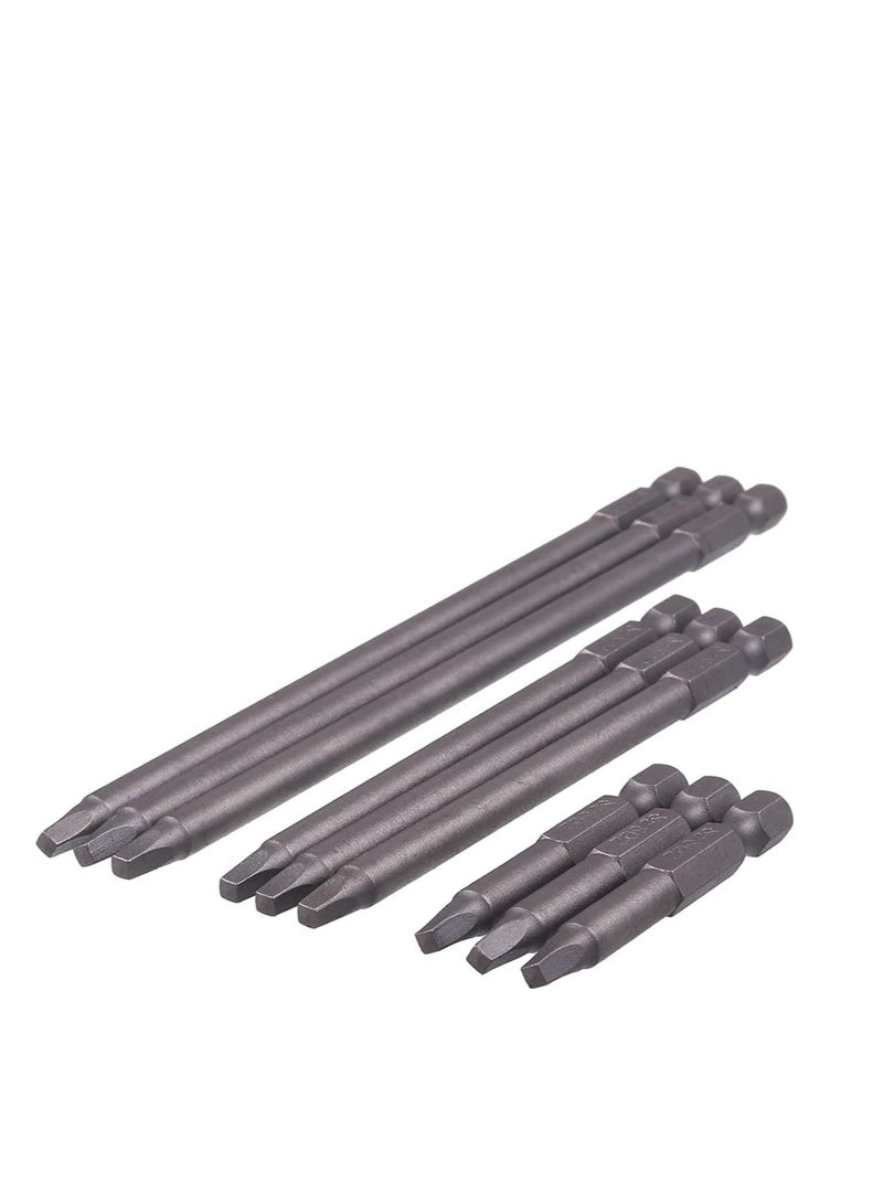 Yakumuz 9 Pack 1/4 Inch Hex Shank Long Magnetic Square Head Screwdriver Bits Set YAKUMUZ Power Tools SQ2 For Poket Hole Jig- 2 inch, 4 inch, 6 inch - Image 5
