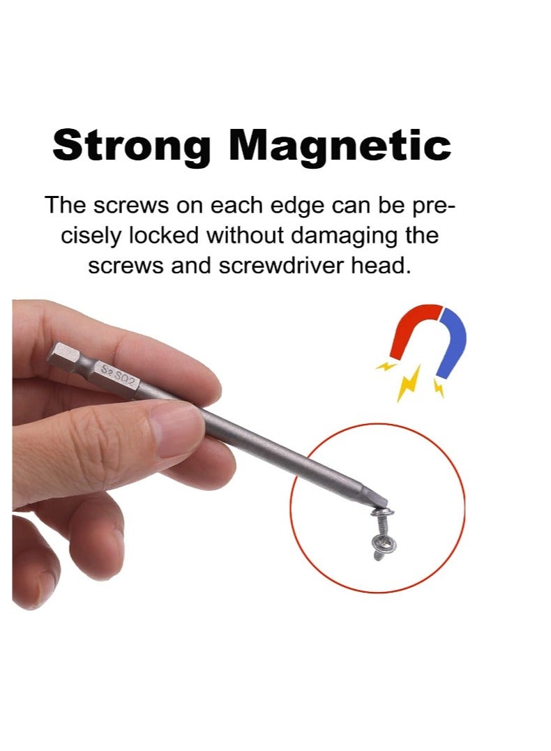 Yakumuz 9 Pack 1/4 Inch Hex Shank Long Magnetic Square Head Screwdriver Bits Set YAKUMUZ Power Tools SQ2 For Poket Hole Jig- 2 inch, 4 inch, 6 inch - Image 3