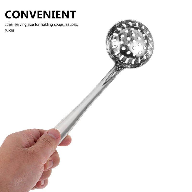 Slotted Ladle: Slotted Stainless Steel Ladle With Hook Handle - Deep Kitchen Utensil Skimmer Spoon For Hot Pot Buffet Catering Events Serving - Image 3