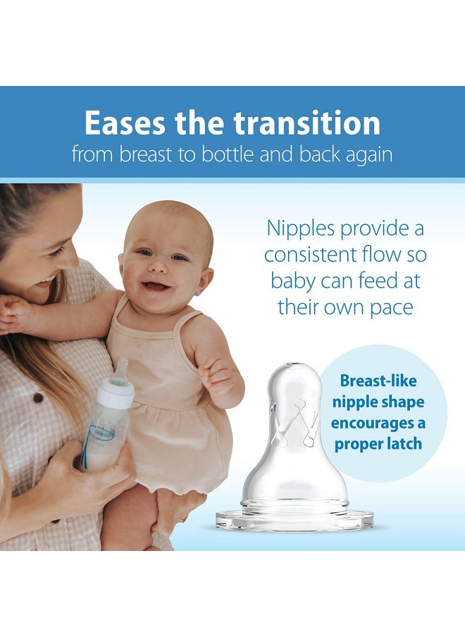 Dr. Brown's - Dr. Brown’s Natural Flow Level T Narrow Baby Bottle Silicone Nipple, Slower Flow, 0m+, 100% Silicone Bottle Nipple, 6-Pack - Image 1