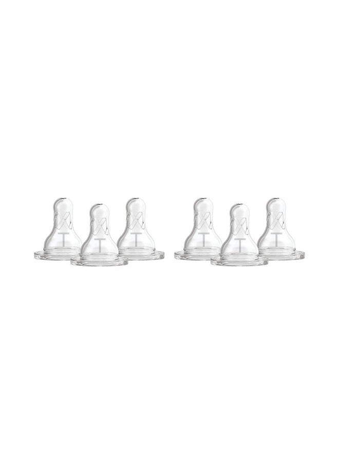 Dr. Brown's - Dr. Brown’s Natural Flow Level T Narrow Baby Bottle Silicone Nipple, Slower Flow, 0m+, 100% Silicone Bottle Nipple, 6-Pack - Image 1
