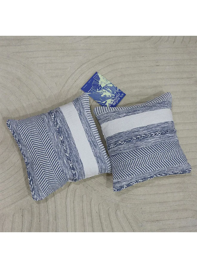 DANUBE HOME Danube Home Gleam Hand Woven Cushion 50x50cm White/Blue | 80% Cotton + 20% Other Fibers Decorative Lightweight Throw Pillow For Sofas, Couches, Beds For Living Room 811500137897