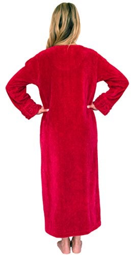 Bath & Robes Women's Chenille Full Length Cotton Robe (Small, Cherry Red) - Image 3