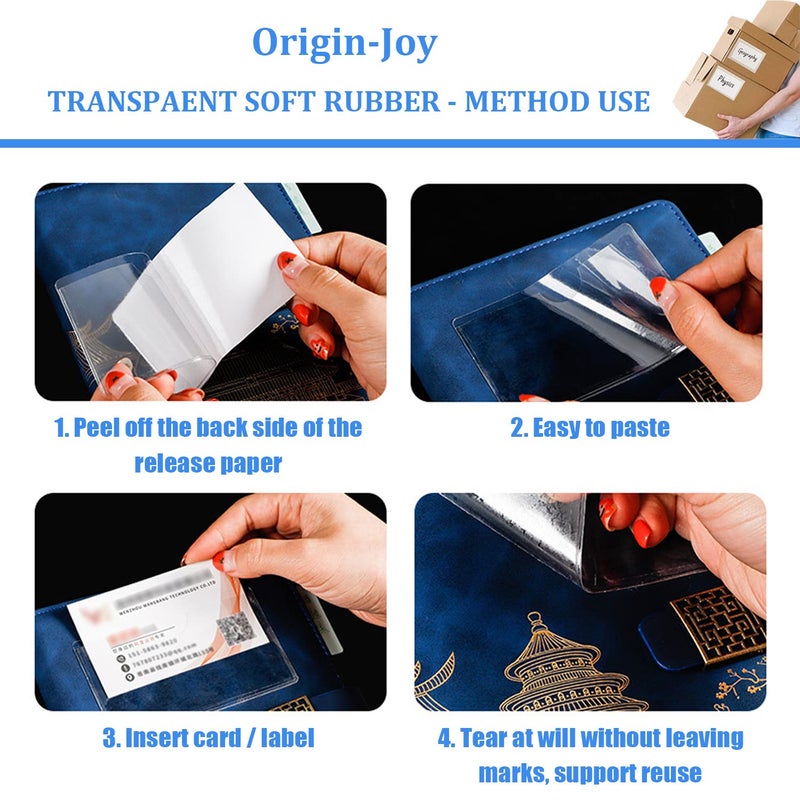 Origin-Joy 25 PCS Self-Adhesive Index Label Pockets, Clear Plastic Peel & Stick Card Holders with Top Open for Loading (3 x 2 inch) - Image 4