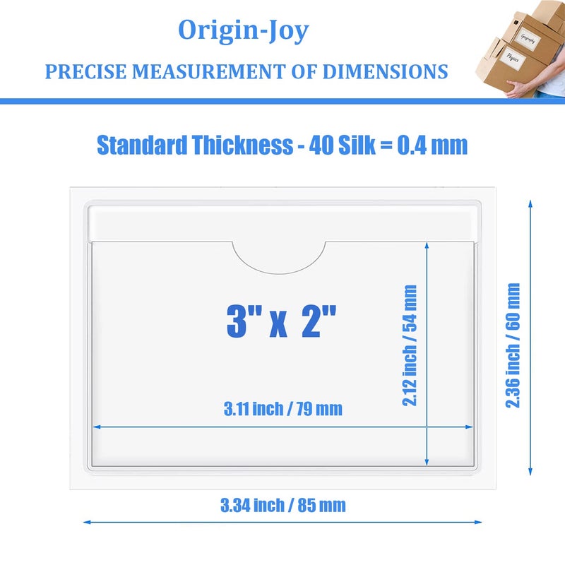 Origin-Joy 25 PCS Self-Adhesive Index Label Pockets, Clear Plastic Peel & Stick Card Holders with Top Open for Loading (3 x 2 inch) - Image 2