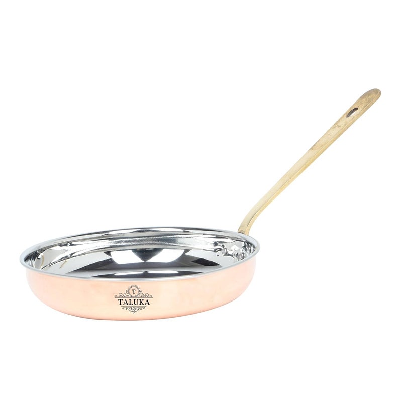 Taluka 85 x 3 inches Approx Stainless Steel Copper Fry Pan Tadka Pan 850 ML Cooking Dishes Home Hotel Restaurant Tableware Kitchen Dining - Image 1