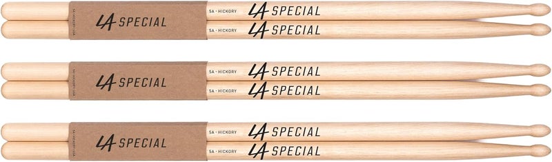 promark LA Specials Drum Sticks - 5A Drumsticks - Drum Sticks Set for Acoustic Drums or Electronic Drums - Oval Wood Tip - Hickory Drum Sticks - Consistent Weight and Pitch - 3 Pairs - Image 1