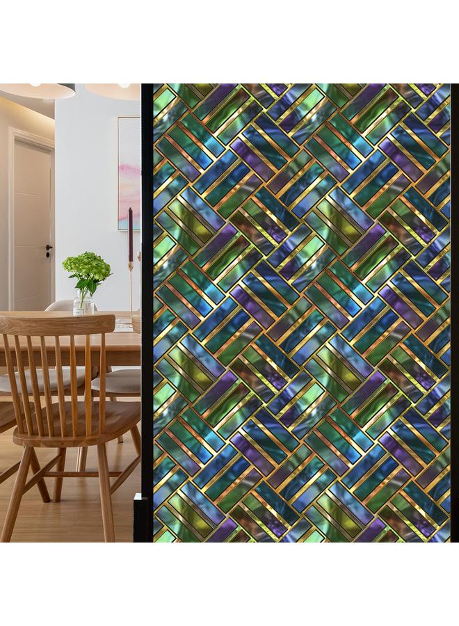 Bluejw BL092-111 Color Retro Electrostatic Glass Sticker PVC Glue-free Window Sticker Removable Frosted Glass Window Decorations - Image 1