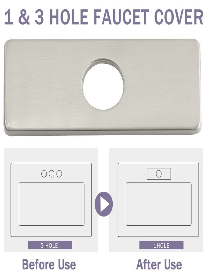 Litoexpe 6 Inch Hole Cover Escutcheon Deck Plate, Stainless Steel Rectangle Faucet Plates for 1 or 3 Hole Bathroom Vanity Kitchen Sink Faucet Mixer Tap, Brushed Nickel - Image 5