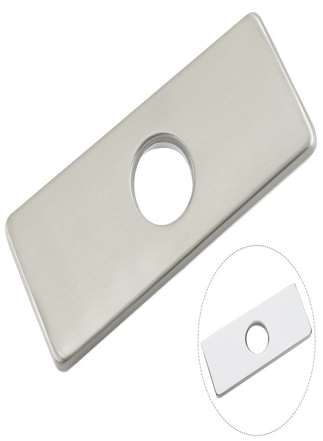 Litoexpe 6 Inch Hole Cover Escutcheon Deck Plate, Stainless Steel Rectangle Faucet Plates for 1 or 3 Hole Bathroom Vanity Kitchen Sink Faucet Mixer Tap, Brushed Nickel - Image 1