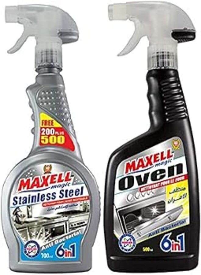 Maxell Magic منظف الفرن ماكسيل ماجيك 500 مل مع منظف الفولاذ المقاوم للصدأ 700 مل - قطعتين 