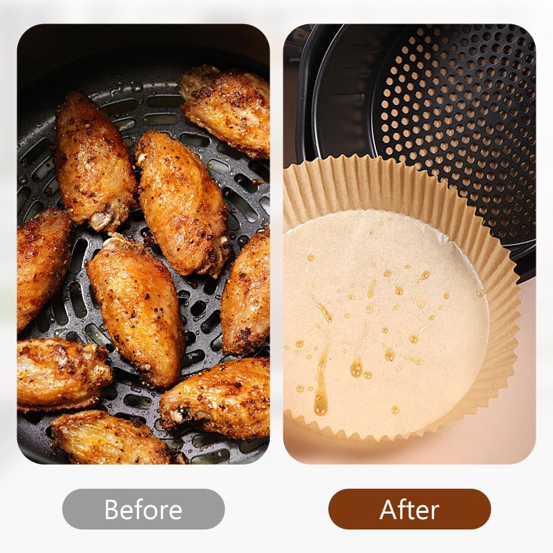 Unbleached Non Stick Air Fryer Paper Liners 20cm 100 Pads Disposable Parchment Baking Sheets - Image 4
